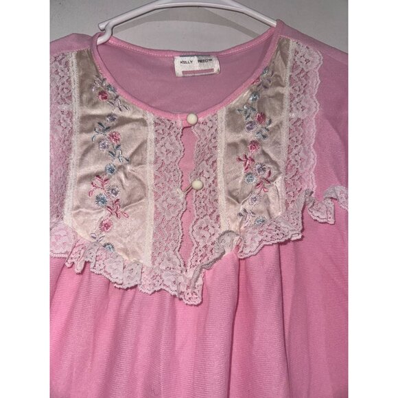 Kelly Reed Pink Long Sleeve Embroidered Nightgown With Lace & Button Accents - Picture 3 of 13